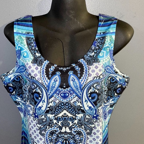 Covington 2 piece set. Blue and white Tank Top and sheer matching top - Picture 9 of 13